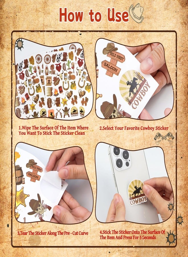 Nuesaurd 1500Pcs Western Stickers 50 Sheets Country Cowboy Stickers for Adults Waterproof Vinyl Western Themed Hat Boot Sticker for Party Favors Wild West Horse Sticker for Water Bottles Scrapbooking - Image 5